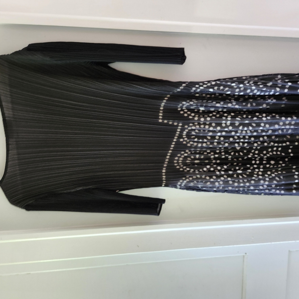 Joseph Ribkoff Black and White Ribbed Midi Dress